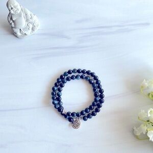 Blue Tiger's Eye "Hawk's Eye" | Intuition | Double Wrap Mala Bracelet